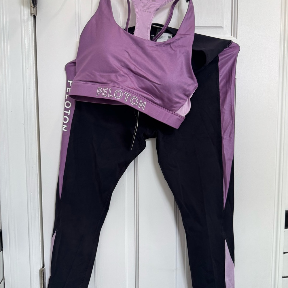 Peloton Women's Lavender and Black Leggings Set